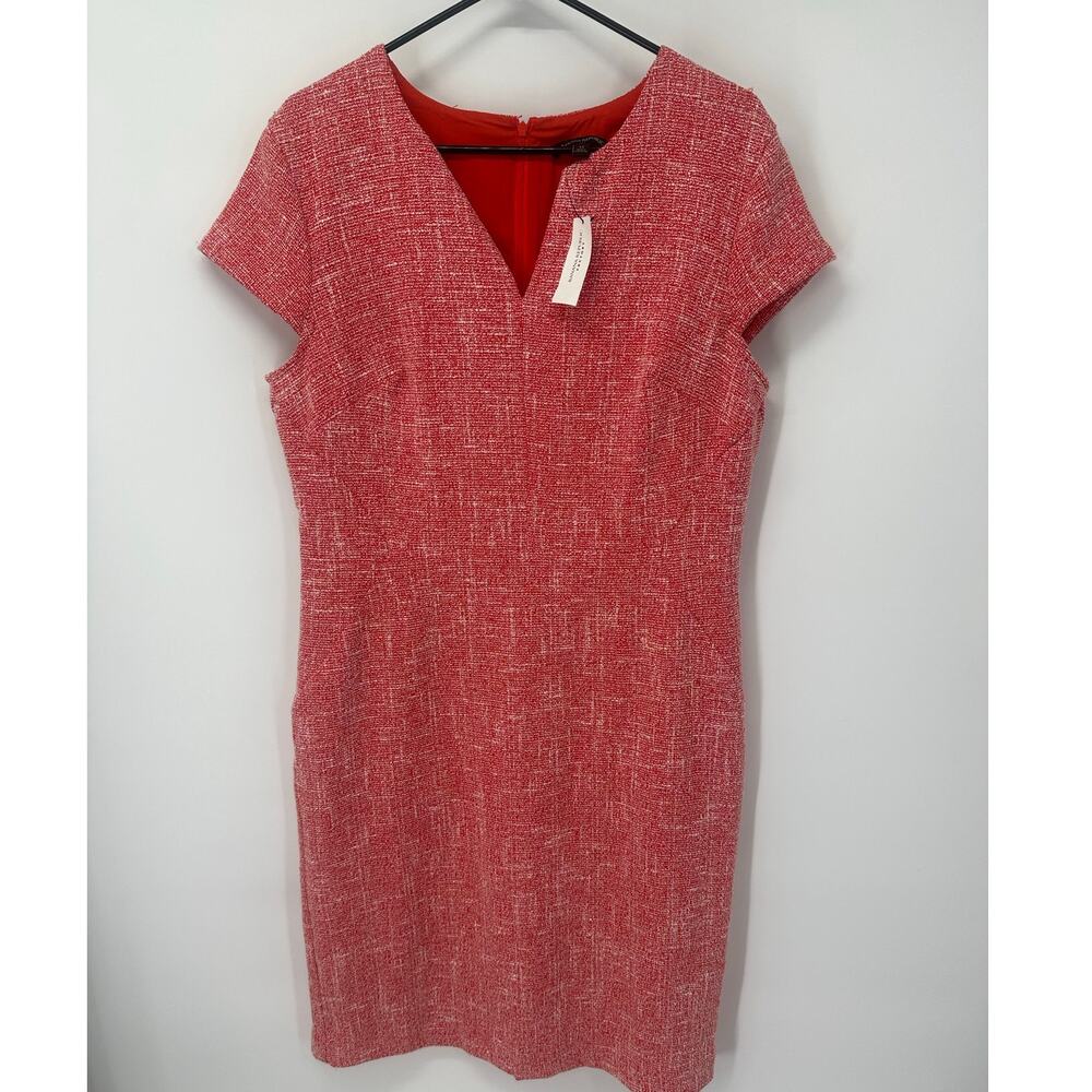 Banana Republic Pink-Red Textured Cap Sleeve Sheath Dress